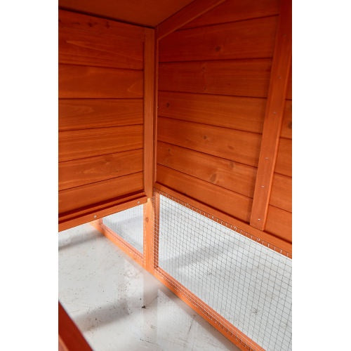 Large Wooden Rabbit Hutch, Outdoor Bunny Cage With Spacious Run, Waterproof Asphalt Roof, Pull-Out Tray And Ramp, Fir Wood Pet House For Rabbits, Chickens And Small Animals Brown Green