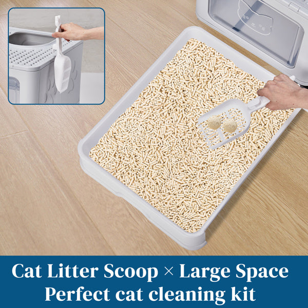 51x40x38cm, PP Plastic Litter Box, Spliced Bottom Pull-out Box, Square - Grey