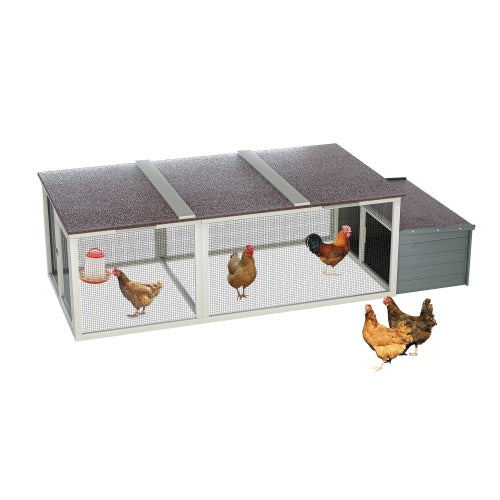 20.93ft Large Wooden Chicken Coop Outdoor Hen House With Nesting Box Weatherproof Asphalt Roof Walk In Poultry Cage With Secure Locks Metal Mesh Run For Farm Use