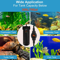 500W Submersible Aquarium Heater Temperature Adjustable External Controller 79Gal Fish Tank Heater Aquarium Thermostat Heater For Freshwater Saltwater