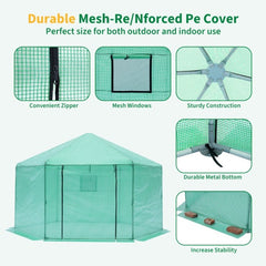 Walk-in Greenhouse Hexagonal Upgrade Reinforced Frame Heavy Duty Plastic Greenhouse Reinforced Thickened Waterproof Insulation 13.1x8.6 Ft