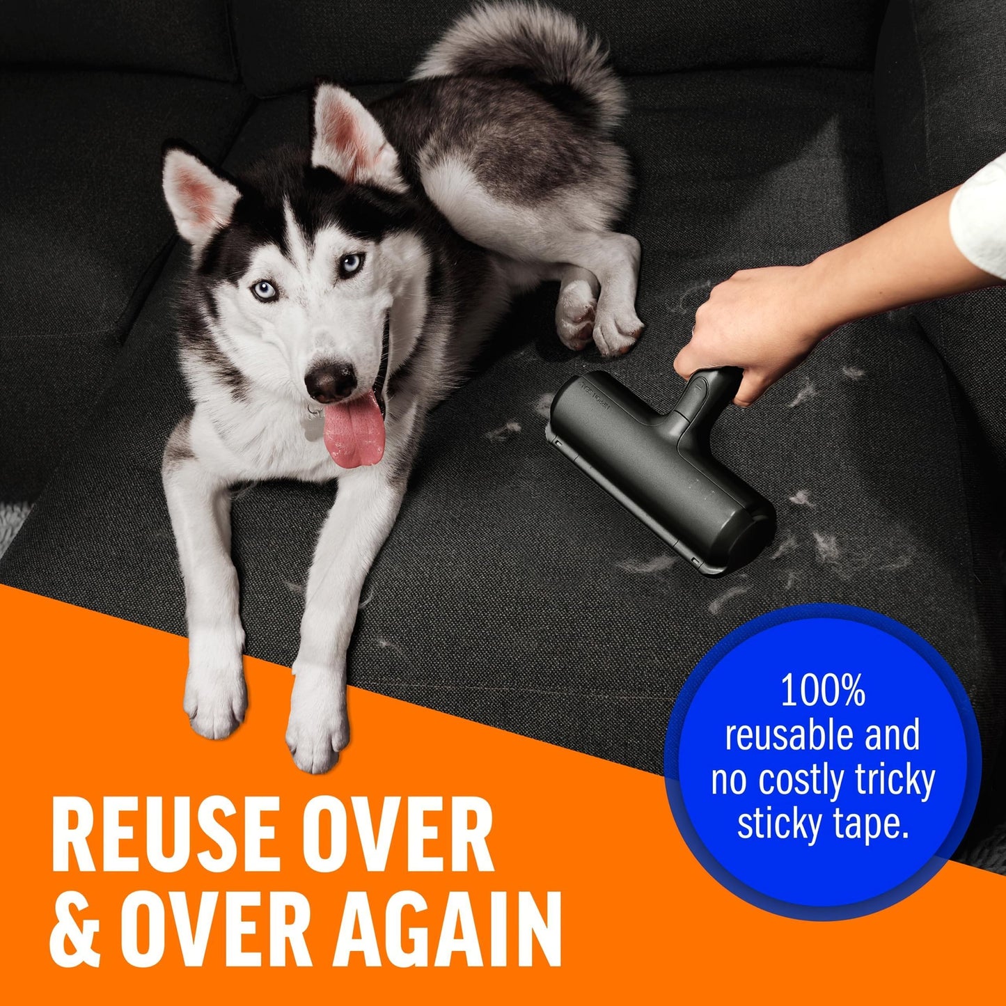 Pet Hair Remover With Reusable Sticky Applicator - Black Cat And Dog Hair Remover For Furniture, Sofas, Carpets,Please Note That This Product Is Shipped By Yourself For The Average Shipping Cost