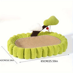 Large Space Tree Scratching Post, Hand Woven Sisal Cat Scratching Bed, Green Small Tree Design Scratching Post & Lounge, Indoor Cat Green 25.6 Inch With Non-Slip Base For Sleeping And Scratching