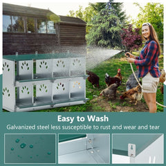 8 Compartment Chicken Nesting Boxes,For Laying Eggs, Metal Poultry Nest Box Wall Mount For Chickens, Hens, Large Vented Holes Chicken Coop Box