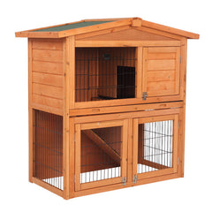 Triangle Roof Pet Waterproof Double-layer Cedar Chicken Cage Rabbit Cage With Pull-out Tray