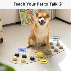 MEWOOFUN Dog Talking Buttons - 12-Pack Rechargeable Voice Recording Buttons With Mat, Communication Starter Kit For Dogs & Cats, Easy-to-Use Pet Sound Buttons