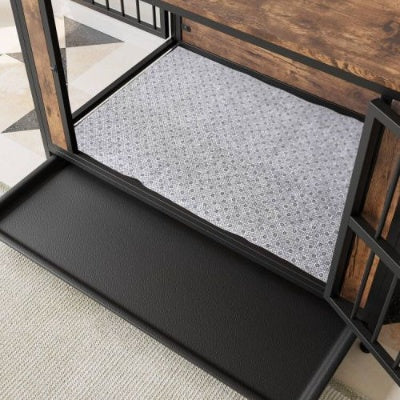 Dog Crate Furniture, Wooden Dog Crate Table, 38.9 Dog Kennel With 2 Sliding Doors And Thick Iron Door Frame, Decorative Pet Crate House For Large Medium Small Dog Indoor Use  Rustic Brown