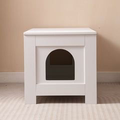 Cat Litter Box Enclosure, Litter Box Furniture Hidden With Barn Door, Wooden Cat Washroom Furniture, Cat House, End Table, Fit Most Of Litter Box