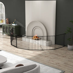 200 Adjustable Safety Gate 8 Panels Play Yard Metal Doorways Fireplace Fence Christmas Tree Fence Gate For House Stairs Gate Prohibited Area Fenc