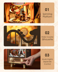 Robotime Rolife Sunset Carnival Music Boxes With Lights For Kids Adults Home Decoration Luxurious Design 3D Wooden Puzzle Toys