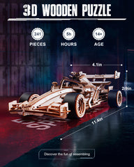 ROBOTIME 3D Wooden Puzzle Racing Car Model Kits With Mechanical Roaring Engine