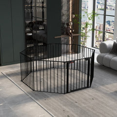 200 Adjustable Safety Gate 8 Panels Play Yard Metal Doorways Fireplace Fence Christmas Tree Fence Gate For House Stairs Gate Prohibited Area Fenc