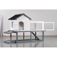 53-inch Double-tier Wooden Outdoor Indoor Waterproof Chicken Coop And Rabbit Hutch Complete With A Roof, Stairs And A Removable Cleaning Tray  Suitable For Small To Medium Pets