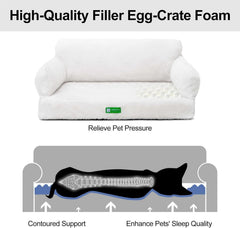 MEWOOFUN Orthopedic Dog Bed For Small Or Medium Dogs - 34.6 Inches Egg Foam Sofa With Removable Washable Cover & Non-Slip Bottom, Large, Beige