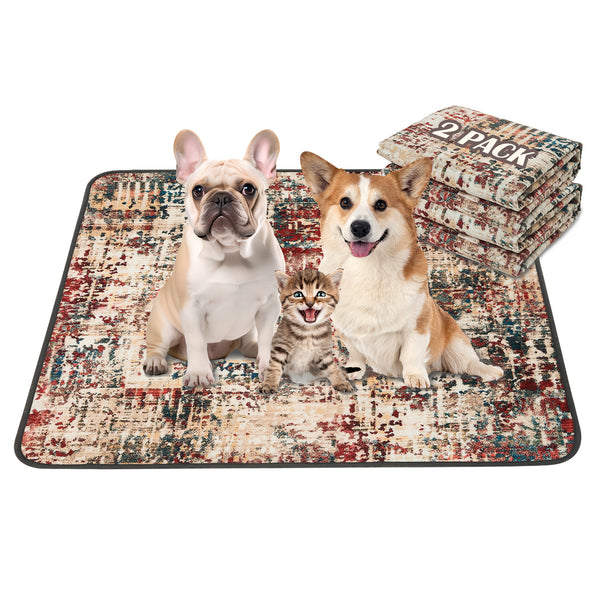 Qeils Washable Pee Pads For Dogs, 2 Pack Reusable Puppy Pads Super Absorbent Leakproof Dog Training Pads, Non-Slip Potty Pads For Floor, Crate, Couch, Whelping Pads Litter Mat Puppy Supplies