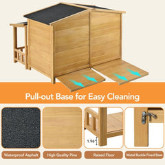 GO 47.2 Wooden Dog House, Outdoor & Indoor Dog Crate, Pet Kennel With Porch, Solid Wood, Weatherproof, Medium, Nature