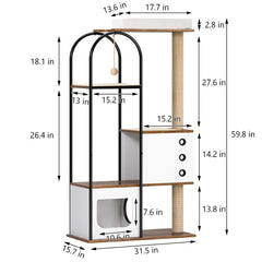 Cat Climbing Frame,Cat Tree,Modern Cat Tower, Multi-Level Cat Condo With 1 Caves,2 Scratching Posts,Perch,for Indoor Cats