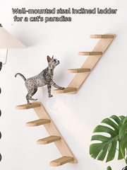 Four-layer Wooden Cat Climbing Frame With Sisal Rope Wall-mounted Multi-layer Cat Play Structure