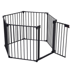 150 Inch Adjustable Safety Door With 6 Pieces, Suitable For House Staircase Doors, Restricted Area Fences