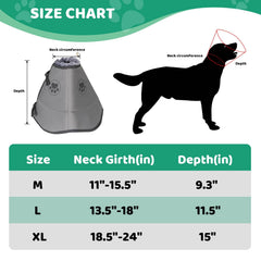 IFurffy Dog Cone For After Surgery,Breathable Soft Dog Cone For Large Medium Small Size Dog, Adjustable Drawstring And Buckle Dog Recovery Collar To Stop Licking And Scratching Wound ,L