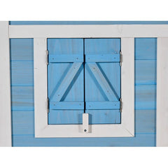 76 Wooden Rabbit Hutch Bunny Cage With Waterproof Asphalt Roof, Fun Outdoor Run, Removable Tray And Ramp, Light Blue