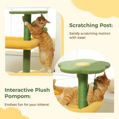 36.5 Inch Indoor Multi-layer Cactus Shape Cat Private Apartment Cat Tower With Cat Scratching Post And Plush Cat Bed
