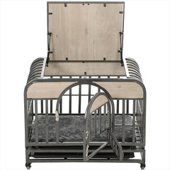 46in Heavy Duty Dog Crate, Furniture Style Dog Crate With Removable Trays And Wheels For High Anxiety Dogs