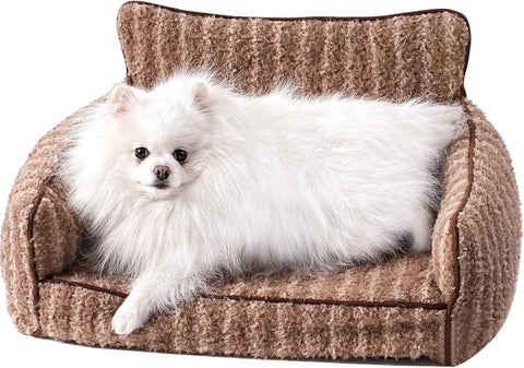 Mewoo Orthopedic Cat Couch For Indoor Cats - 26x19x11.8 Inch Pet Bed With Removable Washable Cover & Non-Slip Bottom, Small Dog Bed For Puppies, Brown