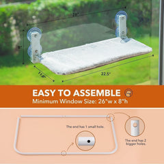 MEWOOFUN Large Cat Window Perch - Foldable 60x30cm Hammock With 18kg Suction Cups & Washable Cover For Indoor Cats Grey