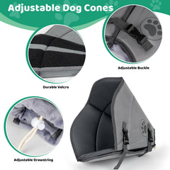 IFurffy Dog Cone For After Surgery,Breathable Soft Dog Cone For Large Medium Small Size Dog, Adjustable Drawstring And Buckle Dog Recovery Collar To Stop Licking And Scratching Wound ,L