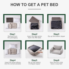 MEWOOFUN Orthopedic Pet Sofa - Supportive Bed For Small Medium Dogs & Cats, Anti-Slip Couch With Removable Cover, Grey, Large