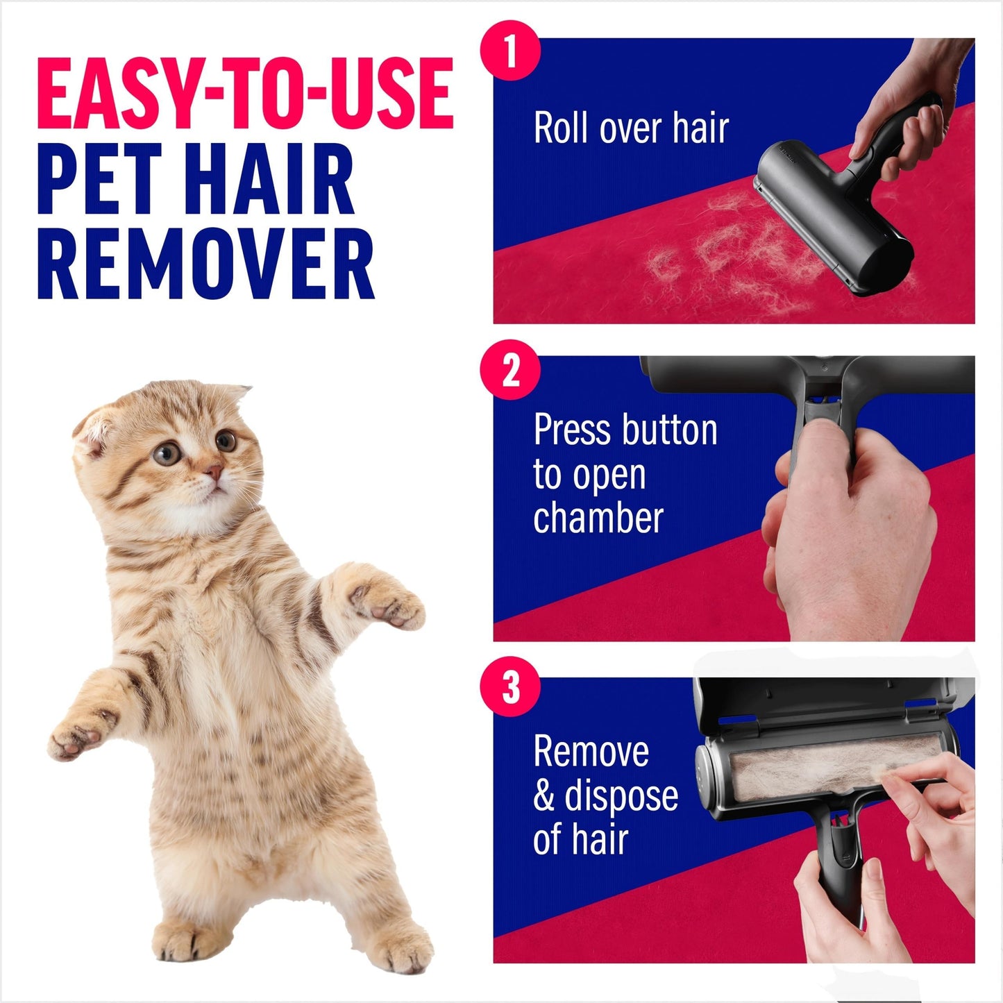 Pet Hair Remover With Reusable Sticky Applicator - Black Cat And Dog Hair Remover For Furniture, Sofas, Carpets,Please Note That This Product Is Shipped By Yourself For The Average Shipping Cost