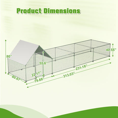 Metal Chicken Coop,Walk-in Chicken Run,Poultry Chicken Hen Pen Cage,Rabbits Duck Cages,With Cover