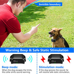 1Set Wireless Electric Dog Fence Pet Shock Boundary Containment System Electric Training Collar For Small Medium Large Dogs