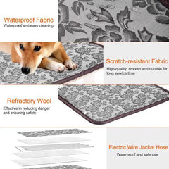 Pet Heating Pad, Waterproof Adjustable Warm Blanket, With Anti Bite Steel Rope Box