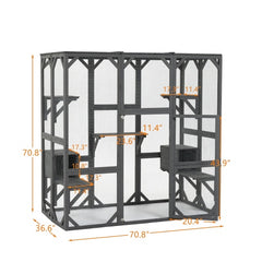 Outdoor Cat House Wooden Cat Cage Hood - Large Cat Cage With Jump Platform And Apartment