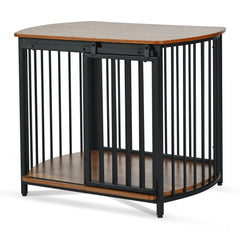31.5 Furniture Style Dog Crate For Small And Medium Dogs, Wooden Cage Indoor Kennel Furniture, Modern Dog Crate End Table With Double-Doors