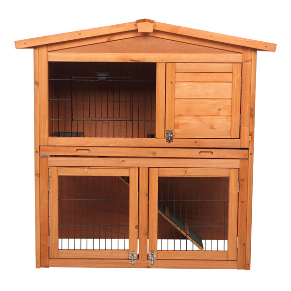 Triangle Roof Pet Waterproof Double-layer Cedar Chicken Cage Rabbit Cage With Pull-out Tray