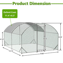 Large Chicken Coop Metal Chicken Run With Waterproof And Anti-UV Cover, Dome Shaped Walk-in Fence Cage Hen House For Outdoor And Yard Farm Use,9.84 X 13.12 X 6.56 Ft