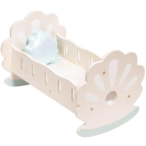 ROBOTIME Baby Doll Crib, Baby Doll Bed, Doll Rocking Cradle Baby Doll Accessories Furniture With Bedding For 18 Inch Dolls