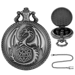 Creative Thick Chain Pocket Watch Set, Equipped With 7 Mini DND Game Polyhedral Metal Dice Tabletop Role-playing Game Dice, Enhancing RPG Gaming Experience And Providing Players With Unique Gifts