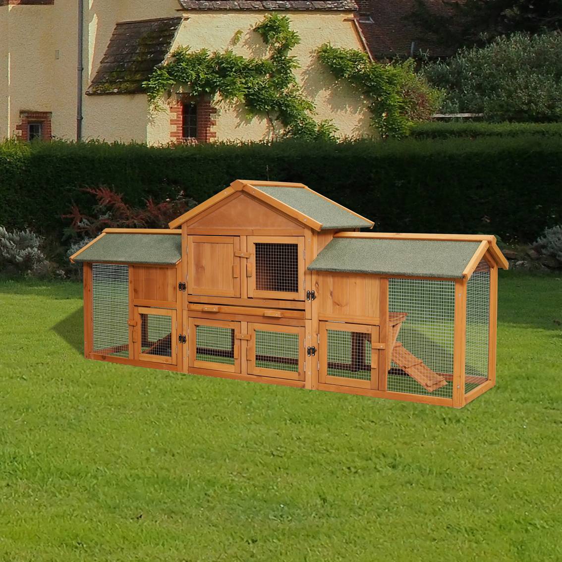 Extra Large Bunny Cage With 2 Runs House Small Animal Habitats For Guinea Pigs