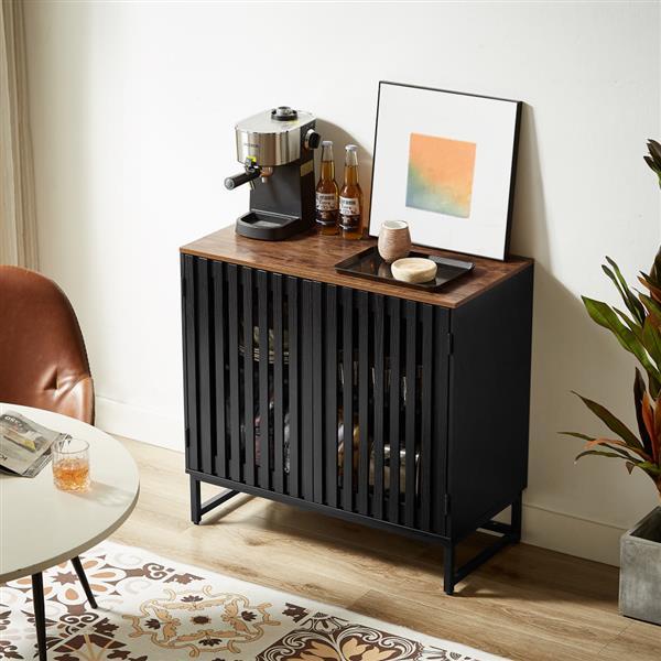 Cabinet With Flat Noodles Grating Stripe Door