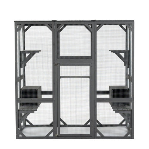 Outdoor Cat House Wooden Cat Cage Hood - Large Cat Cage With Jump Platform And Apartment