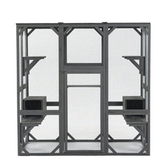 Outdoor Cat House Wooden Cat Cage Hood - Large Cat Cage With Jump Platform And Apartment