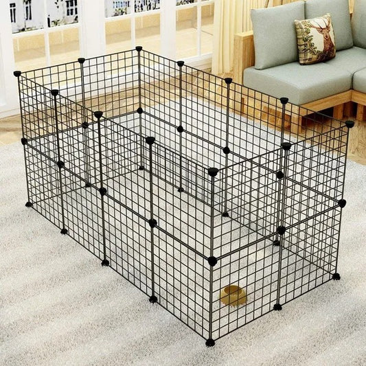Pet Playpen, Small Animal Cage Indoor Portable Metal Wire Yard Fence For Small Animals, Guinea Pigs, Rabbits Kennel Crate Fence Tent Black 24pcs