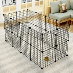 Pet Playpen, Small Animal Cage Indoor Portable Metal Wire Yard Fence For Small Animals, Guinea Pigs, Rabbits Kennel Crate Fence Tent Black 24pcs