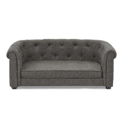 Pet Sofa With Arc-shaped Backrest And Armrests, Contemporary Rectangular Pet Sofa Crafted From Breathable Linen Cozy Soft Cushion Dog Sofa