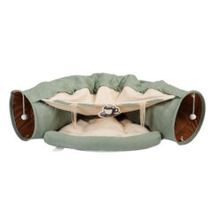 Cat's Telescopic Tunnel Cushioned Bed Pet Nest Teasing Balls Zipper Connection Feline Supplies