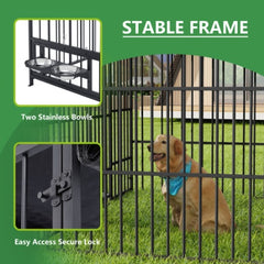 Large Dog Kennel Outdoor Pet Pens Dogs Run Enclosure Animal Hutch Metal Coop Fence With Roof Cover 6.6L X 6.6W X 6.4H